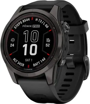 Смарт-годинник Garmin Fenix 7S Pro Sapphire Solar Carbon G. DLC Tit. with Black Band (010-02776-10/11/54)