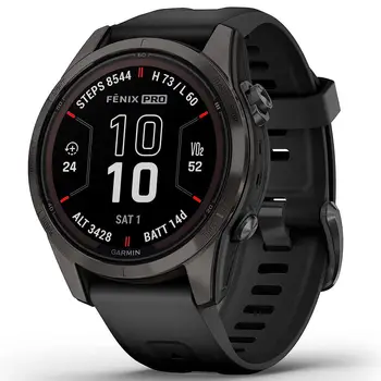 Смарт-годинник Garmin Fenix 7S Pro Sapphire Solar Carbon Gray Titanium with Black Silicone (010-02776-54) (UA)