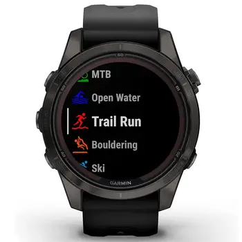 Смарт-годинник Garmin Fenix 7S Pro Sapphire Solar Carbon Gray Titanium with Black Silicone (010-02776-54) (UA)