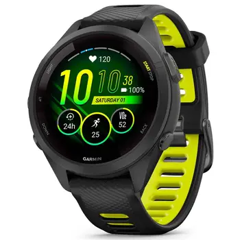 Смарт-годинник Garmin Forerunner 265S Black Bezel and Case with Black/Amp Yellow Silicone Band (010-02810-53) (UA)