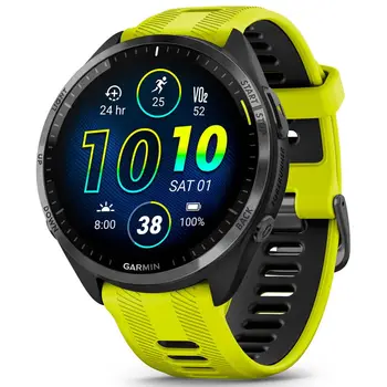 Смарт-годинник Garmin Forerunner 965 Carbon Gray DLC Titanium Bezel with Black Case/Amp Yellow/Black Silicone Band (010-02809-82) (UA)