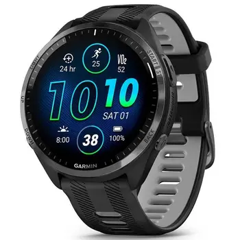 Смарт-годинник Garmin Forerunner 965 Carbon Gray DLC Titanium Bezel with Black Case and Black/Powder Gray Silicone Band (010-02809-80) (UA)