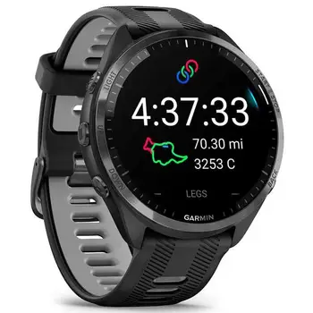 Смарт-годинник Garmin Forerunner 965 Carbon Gray DLC Titanium Bezel with Black Case and Black/Powder Gray Silicone Band (010-02809-80) (UA)