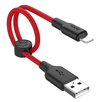 Кабель HOCO X21 Plus USB Type-A to Lightning 0.25m Black/Red (6931474712356)
