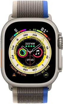 Смарт-годинник Apple Watch Ultra GPS + Cellular 49mm Titanium Case with Blue/Gray Trail Loop - M/L (MQF33/MQEJ3/MQFV3)