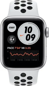 Смарт-часи Apple Watch Nike SE GPS 44mm Silver Aluminum Case w. Pure Platinum/Black Nike Sport B. (MYYH2)