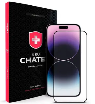 Защитное стекло для смартфона NEU Chatel Corning Gorilla Glass Anti-Static with Mesh Front Black для iPhone 15 Plus/14 Pro Max (NEU3D15PB)
