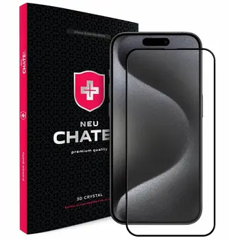 Захисне скло для смартфона NEU Chatel Corning Gorilla Glass Anti-Static with Mesh Front Black для iPhone 15 Pro Max (NEU3D15PMB)