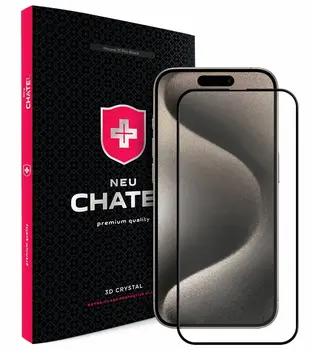 Захисне скло для смартфона NEU Chatel Corning Gorilla Glass Anti-Static with Mesh Front Black для iPhone 15 Pro (NEU3D15PLB)