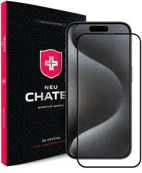 Захисне скло для смартфона +NEU Chatel Corning Gorilla Glass with Mesh for iPhone 15 Pro Max Black