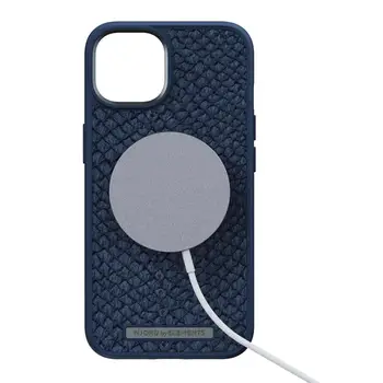 Чехол Njord Salmon Leather MagSafe Case for iPhone 14 Blue (NA41SL01)
