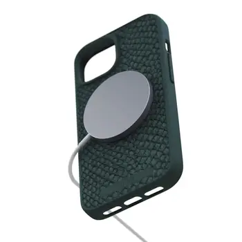 Чехол Njord Salmon Leather MagSafe Case for iPhone 15 Plus Dark Green (NA52SL02)