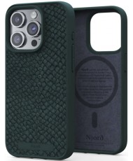 Чехол Njord Salmon Leather MagSafe Case Dark Green for iPhone 15 Pro Max (NA54SL02)