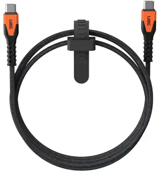 Кабель URBAN ARMOR GEAR Type-C - Type-C 1.5м 60Вт Rugged Kevlar Black/Orange (9B4413114097)