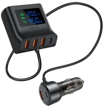 Автомобільний зарядний пристрій Acefast B11 Car HUB Charger with Digital Display 138W (4USB-A/2C) Black
