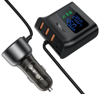 Автомобільний зарядний пристрій Acefast B11 Car HUB Charger with Digital Display 138W (4USB-A/2C) Black