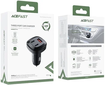 Автомобільний зарядний пристрій Acefast B3 Car Charger 66W (1USB-A/2C) Black