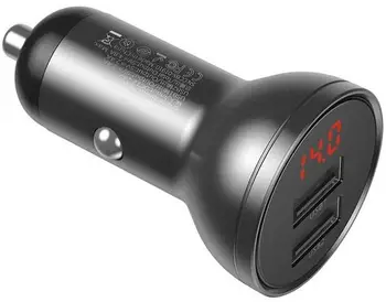 Автомобильное зарядное устройство Baseus Digital Display 2USB 4.8A 24W + 3-in-1 cable Black Suit Grey (TZCCBX-0G)
