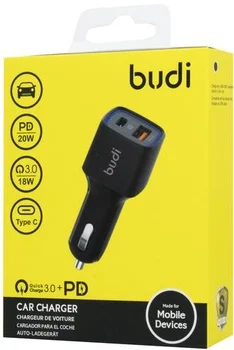 Автомобільний зарядний пристрій Budi Car Charger (USB/Type-C QC3.0/PD20W) Black (CC065TB38)