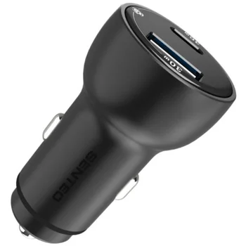 Автомобільний зарядний пристрій Senteo Q-07 USB-C PD/QC 66W 3A (with Certificate CE) Black