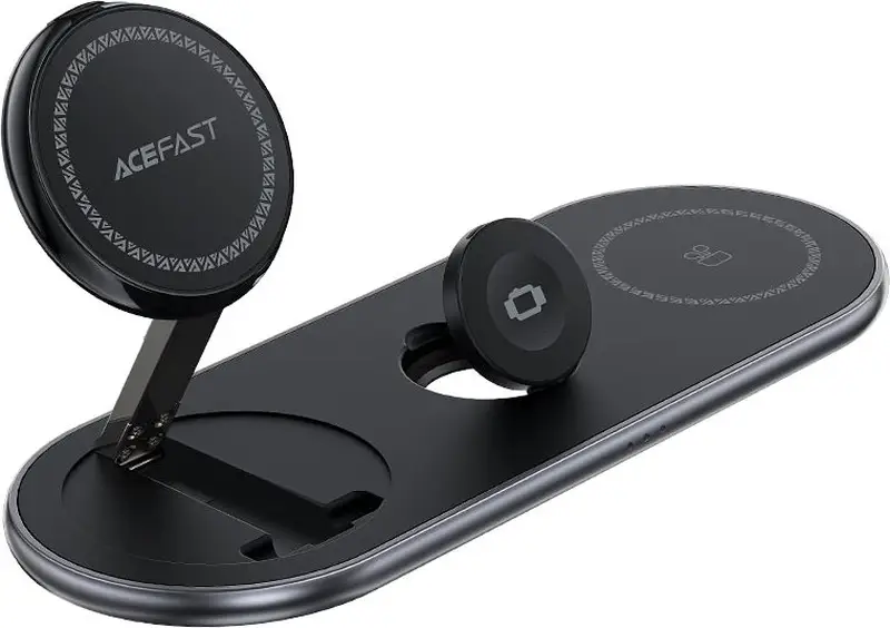 Бездротовий зарядний пристрій Acefast E19 Qi2 3-in-1 Black