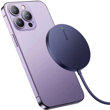 Беспроводное зарядное устройство Baseus Simple Mini3 Magnetic Wireless Charger 15W Purple (CCJJ040205)