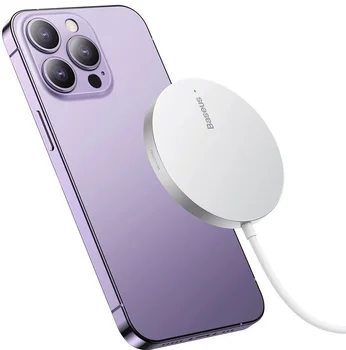 Беспроводное зарядное устройство Baseus Simple Mini3 Magnetic Wireless Charger 15W Silver (CCJJ040012)