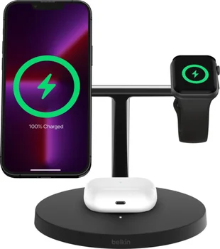 Беспроводное зарядное устройство Belkin 3in1 Magnetic Pad Qi2 15Вт Black (WIZ032KQBK)