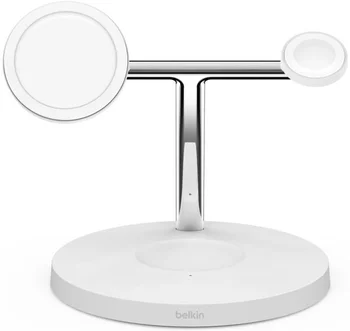Беспроводное зарядное устройство Belkin 3in1 Magnetic Pad Qi2 15Вт White (WIZ032KQWH)