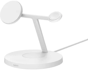Бездротовий зарядний пристрій Belkin 3в1 Magnetic Qi2 White (WIZ023VFWH)