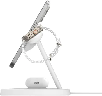 Бездротовий зарядний пристрій Belkin 3в1 Magnetic Qi2 White (WIZ023VFWH)