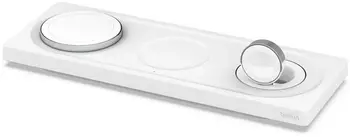 Беспроводное зарядное устройство Belkin BOOST CHARGE PRO 3-in-1 Wireless Charging Pad with MagSafe White (HPU82, WIZ016vfWH)