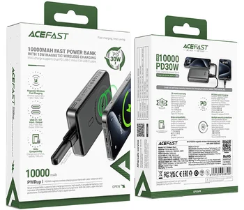 Зовнішній акумулятор (повербанк) Acefast M10 10000mAh 30W Black