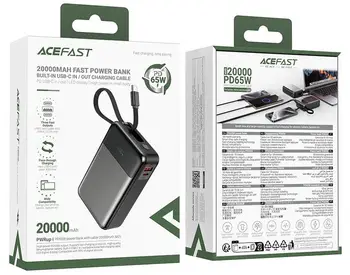 Зовнішній акумулятор (повербанк) Acefast M21 20000mAh Black
