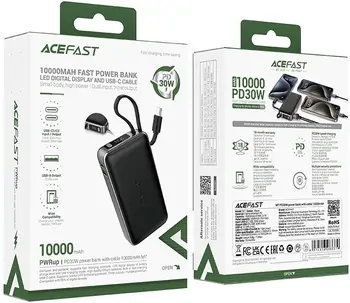 Зовнішній акумулятор (повербанк) Acefast M7 10000mAh 30W Black