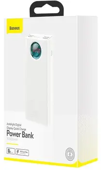 Зовнішній аккумулятор (повербанк) Baseus Amblight Digital Display Quick Charge 65W 30000mAh White (PPLG-A02, PPLG000102)
