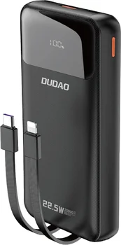 Внешний аккумулятор (повербанк) Dudao K15Pro Built-in Cables 20000mAh PD 22.5W Black (6977196682430)