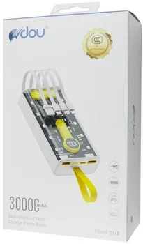Зовнішній аккумулятор (повербанк) Power Bank Dou G145 30000mAh 22.5W White