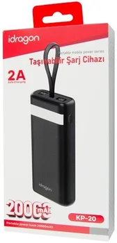 Зовнішній аккумулятор (повербанк) Power bank iDragon KP-20 20000mAh Black