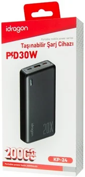 Зовнішній аккумулятор (повербанк) Power bank iDragon KP-24 20000mAh 22.5W Black
