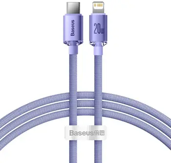Зарядный кабель Baseus Crystal Shine Series Cable USB-C to Lightning 20W 1.2m Purple (CAJY000205)