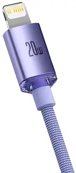 Зарядный кабель Baseus Crystal Shine Series Cable USB-C to Lightning 20W 1.2m Purple (CAJY000205)