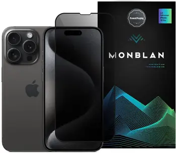 Защитное стекло Monblan для iPhone 15 Pro Max 2.5D Anti Peep 0.26mm [Dust-Proof] Black