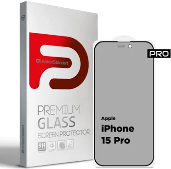 Защитное стекло для смартфона ArmorStandart Pro Anti-spy Matte для Apple iPhone 15 Pro Black (ARM73170)
