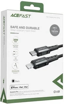 Кабель Acefast C1-01 USB-C to Lightning 1.2m Black (AFC1-01B)