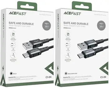 Кабель Acefast C1-04 USB to USB Type-C 3A 1.2m Black (AFC1-04B)