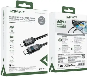 Кабель Acefast C15-03 USB Type-C to USB Type-C 60W 1.2m Black (6974316283720)