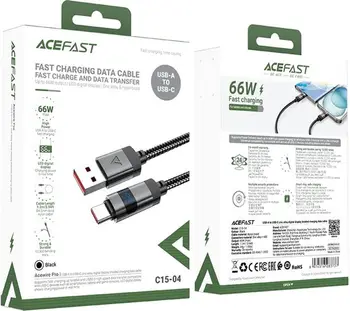 Кабель Acefast C15-04 USB Type-A to USB Type-C 66W 1.2m Black (6974316283737)