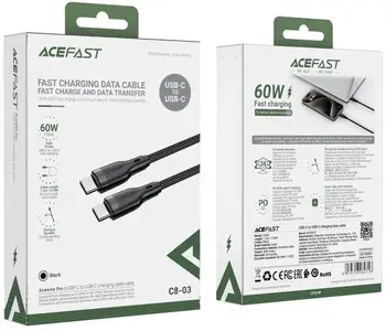 Кабель Acefast C8-03 USB Type-C to USB Type-C 60W 1.2m Black (6974316282716)