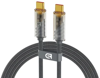 Кабель ArmorStandart AT-C1T USB Type-C to USB Type-C transparent 100W 1m Grey (ARM75871)